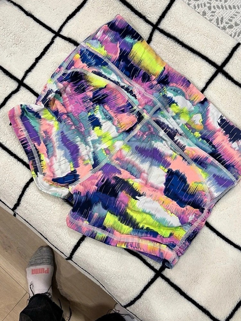 Multi coloured Victorias Secret Glow in the Dark Workout Shorts size small
